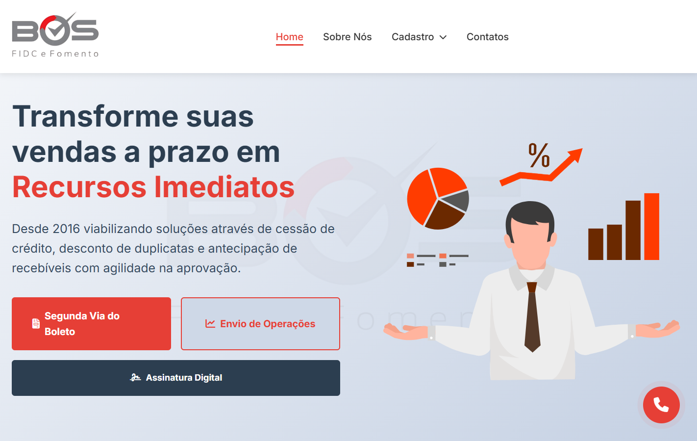 Landing page BOS — FIDC e Fomento