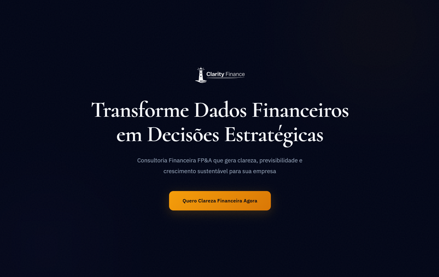 Landing page Clarity Finance — Consultoria Financeira