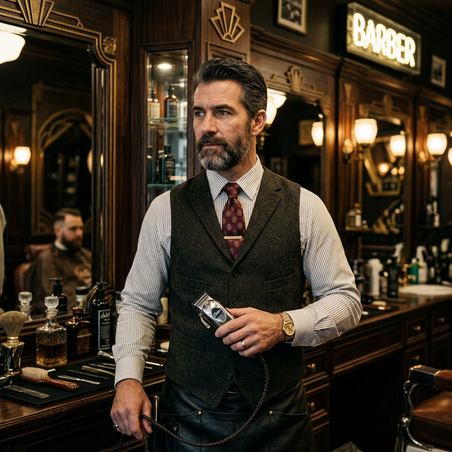 Mestre Barbeiro Vicente, focado em barboterapia